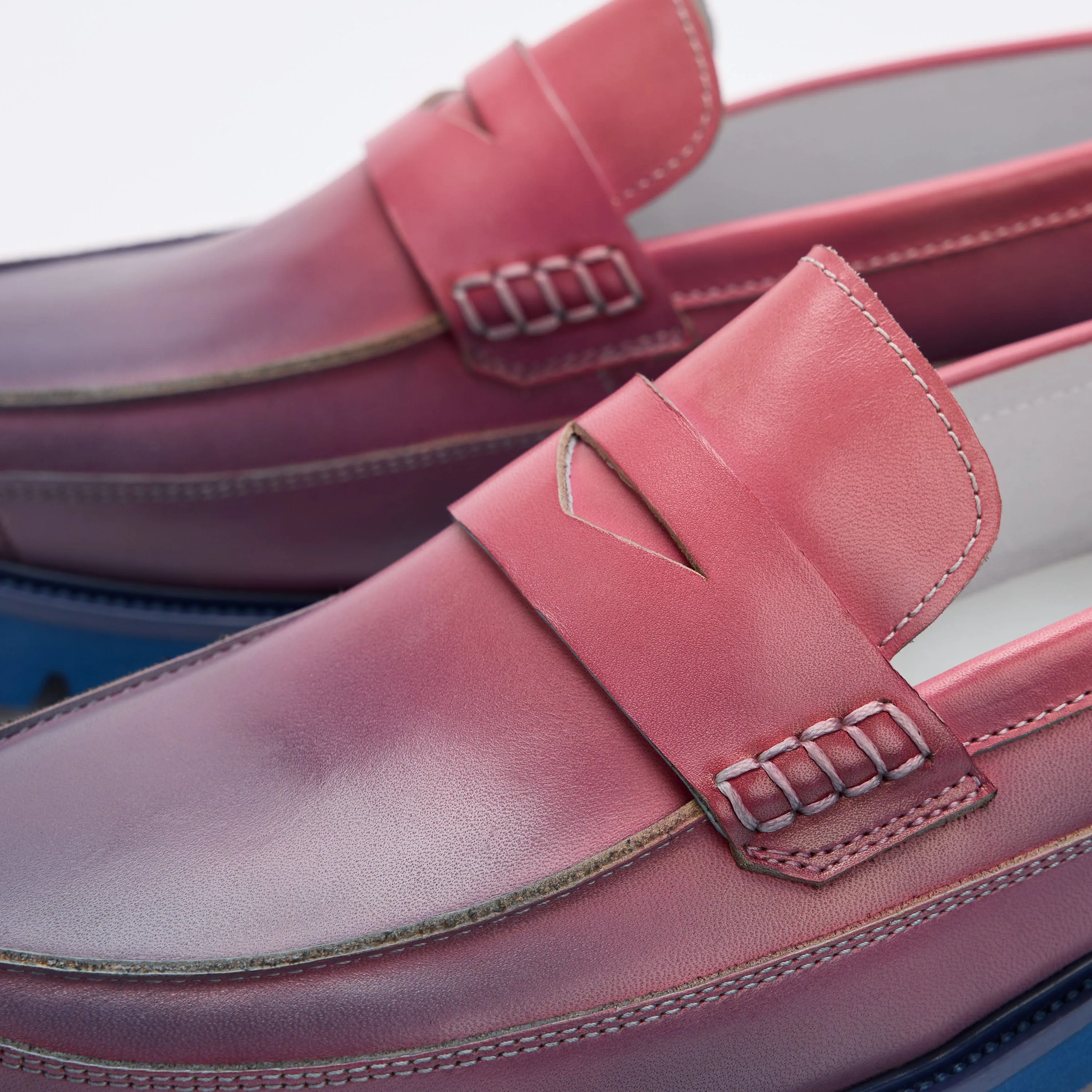 Adler Blue Purple Ombré Leather Penny Loafers