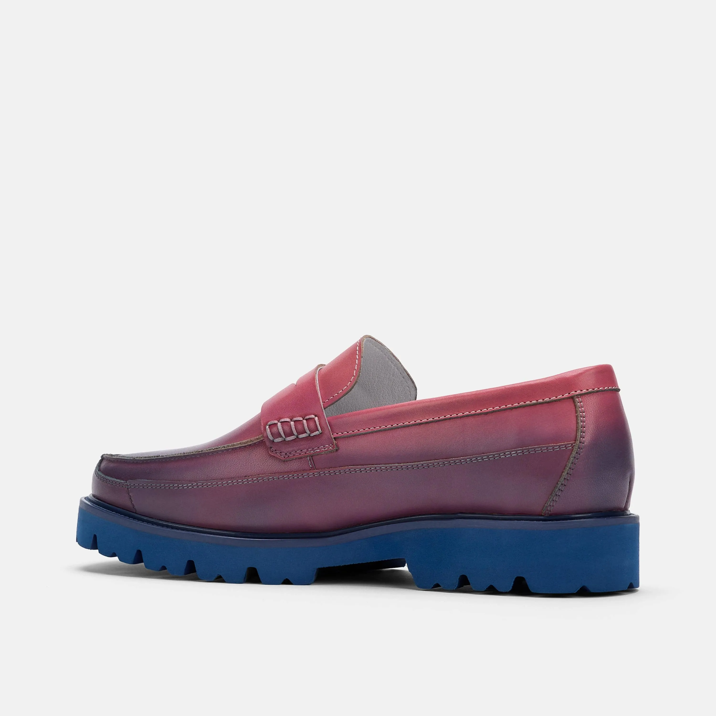 Adler Blue Purple Ombré Leather Penny Loafers