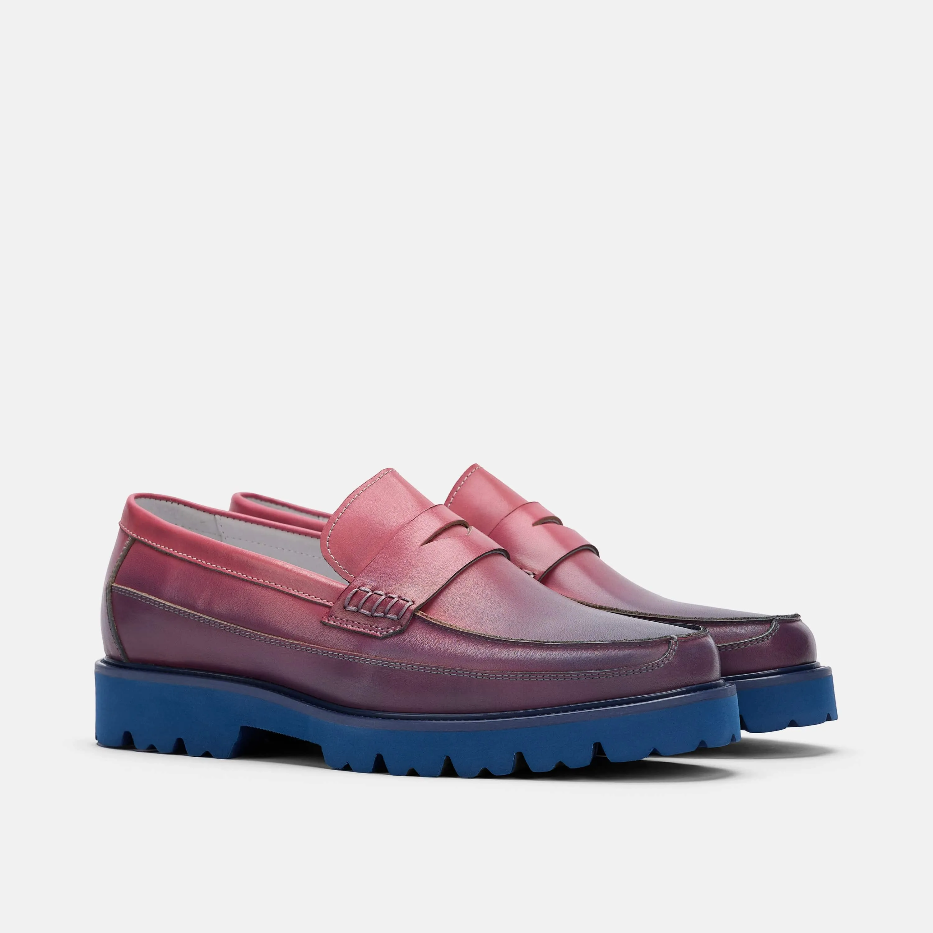 Adler Blue Purple Ombré Leather Penny Loafers