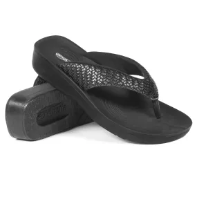 Aerothotic - Dune Women’s Arch Support Thong Flip Flop Sandals , Black