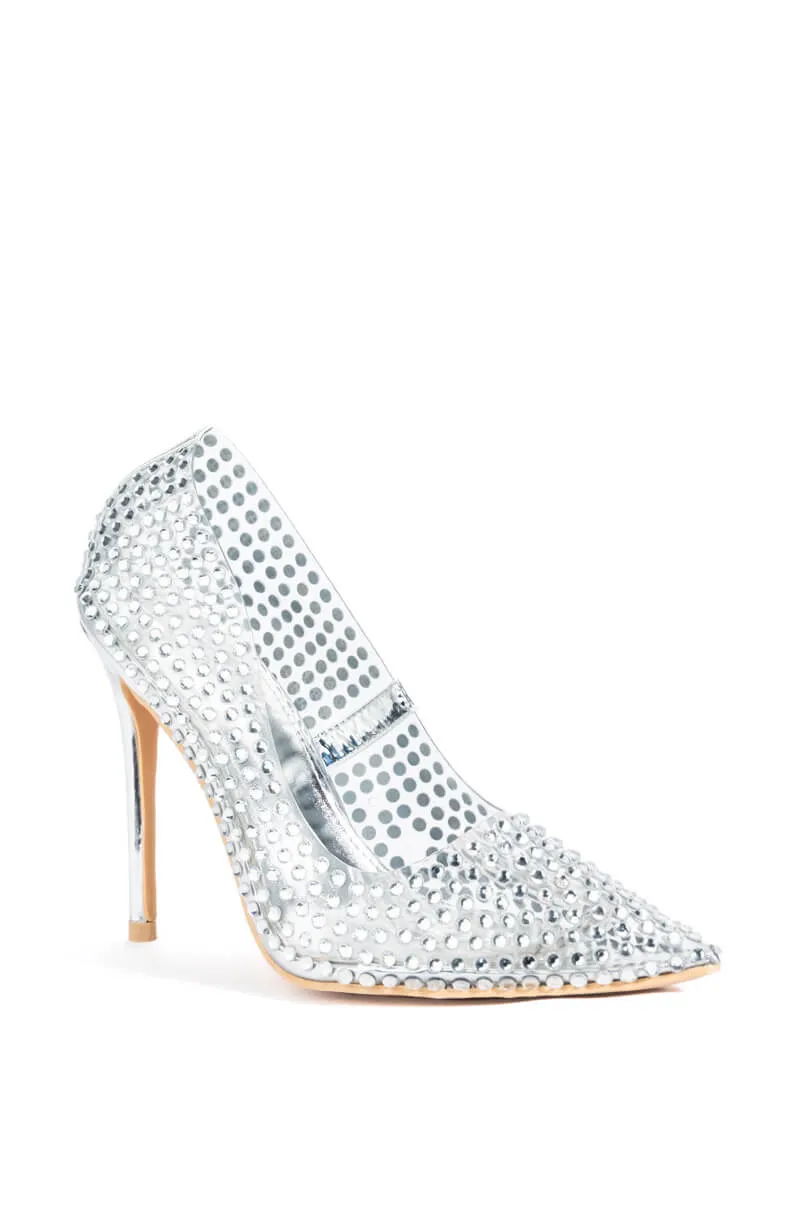 AZALEA WANG ADDY EMBELLISHED PVC PUMP IN SILVER