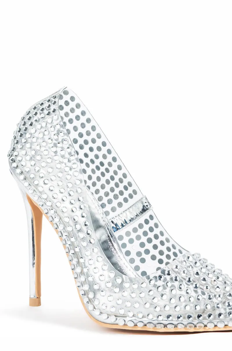 AZALEA WANG ADDY EMBELLISHED PVC PUMP IN SILVER