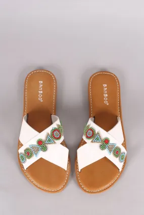 Bamboo Beadwork Crisscross Slide Sandal