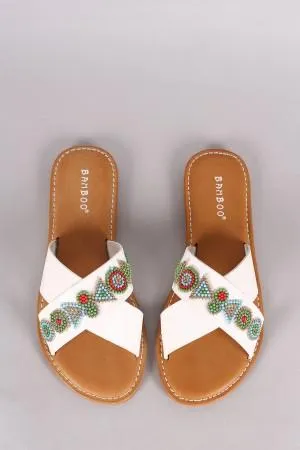 Bamboo Beadwork Crisscross Slide Sandal