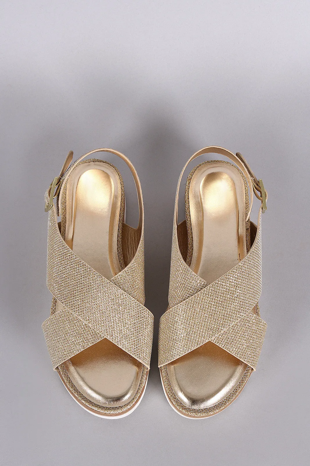 Bamboo Glitter Wide Cross Strap Sandal