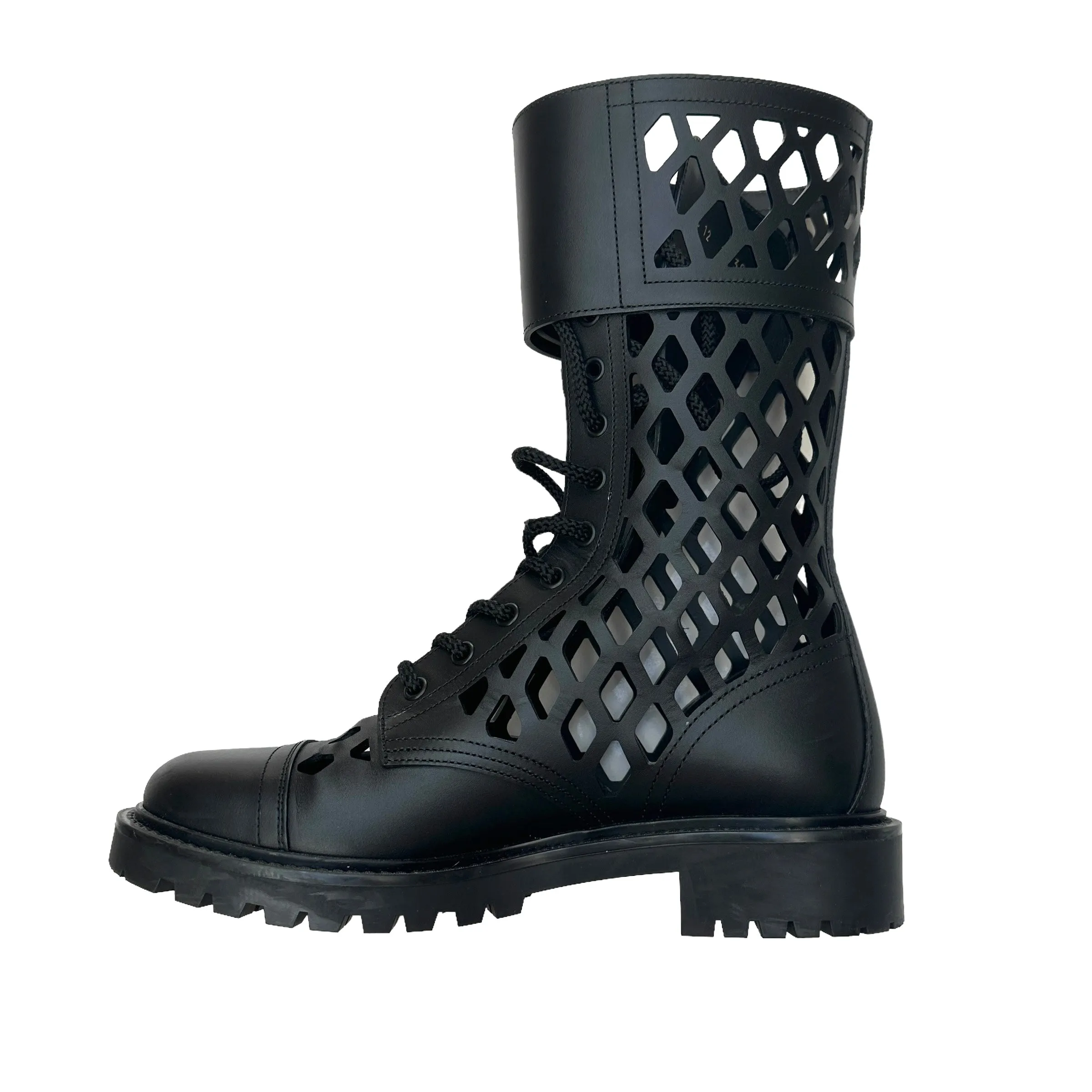 Black Leather Combat Boots - 9.5