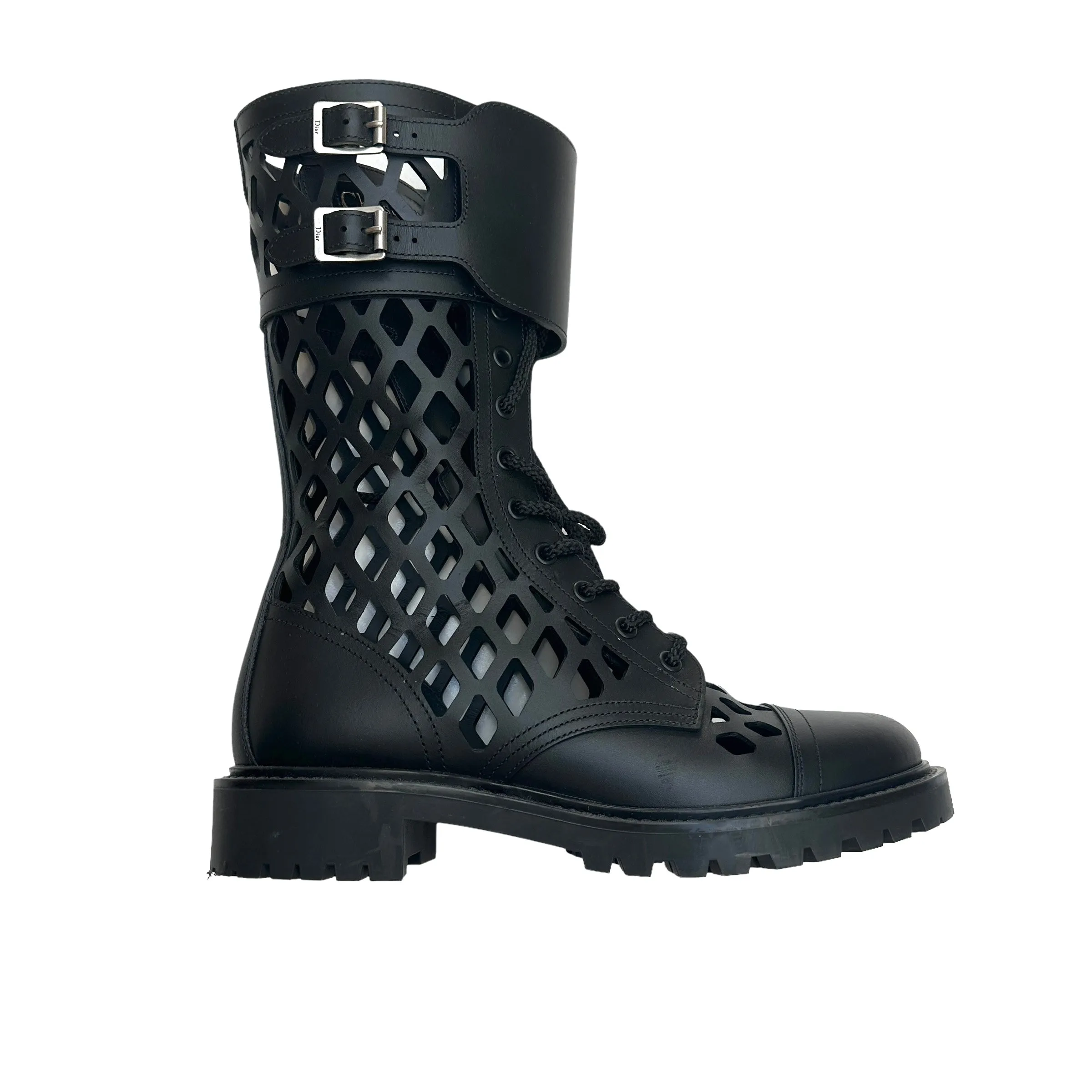 Black Leather Combat Boots - 9.5