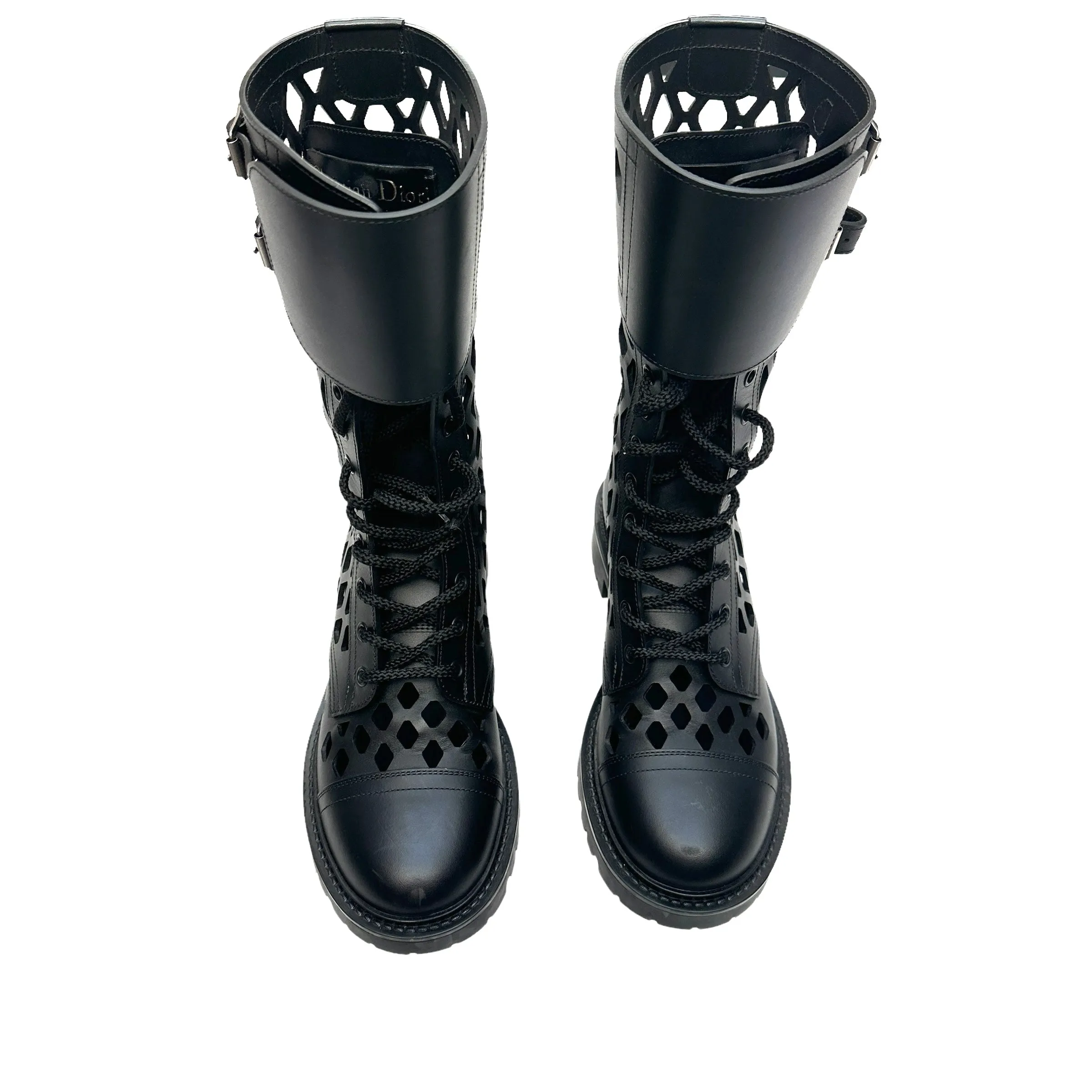 Black Leather Combat Boots - 9.5