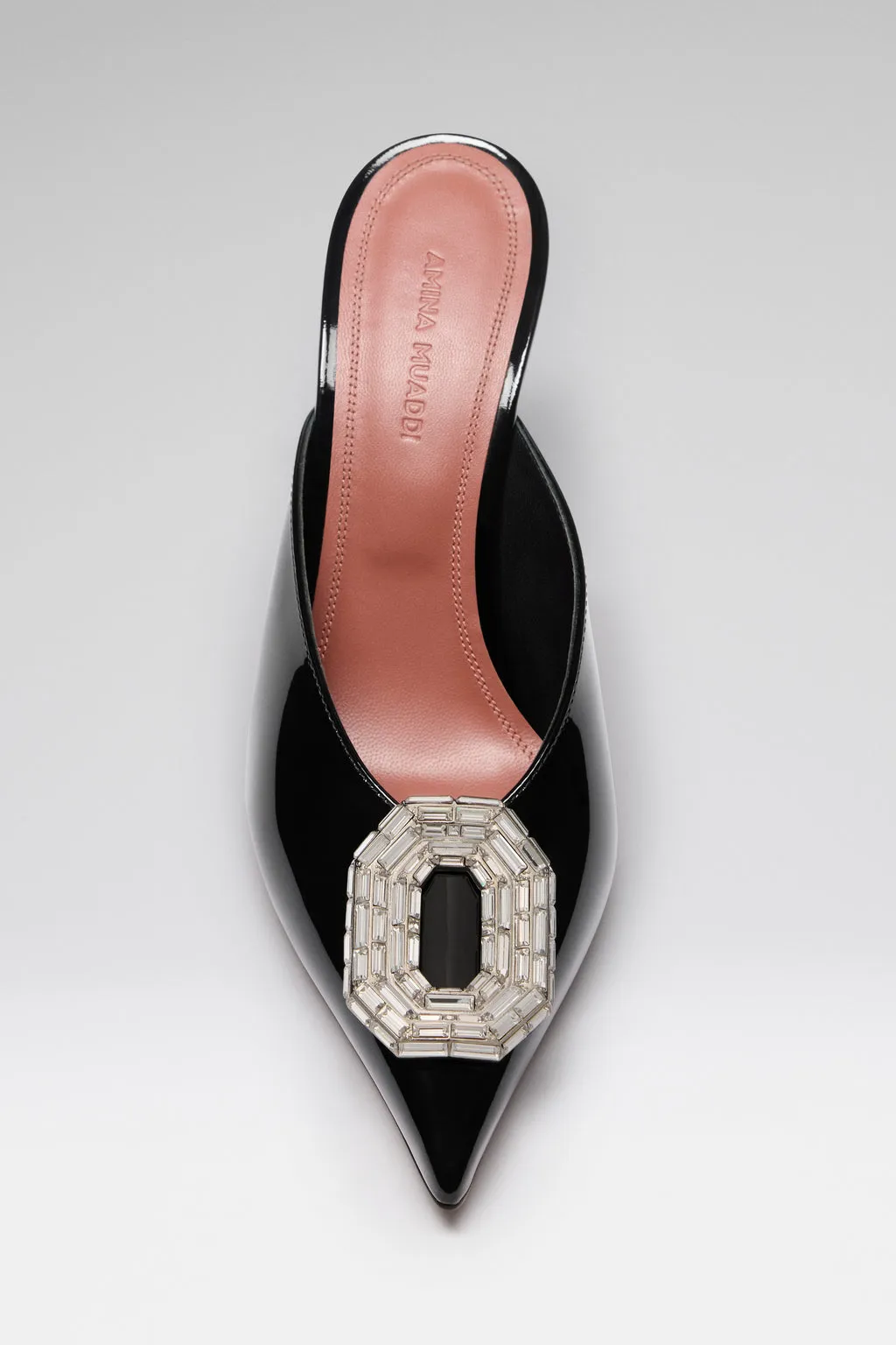 Camelia Mule 90 Black Patent And White Buckle