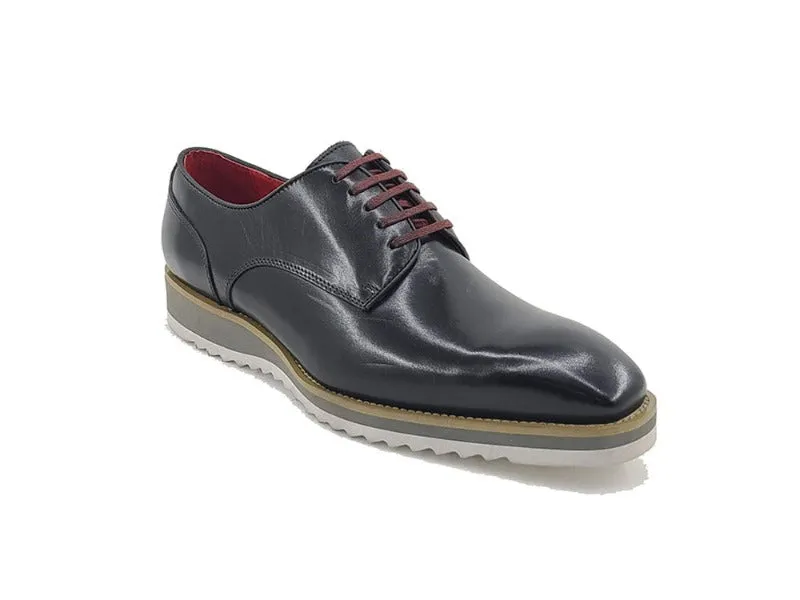 Carrucci Black Genuine Leather Men's Lace-Up Casual Shoes