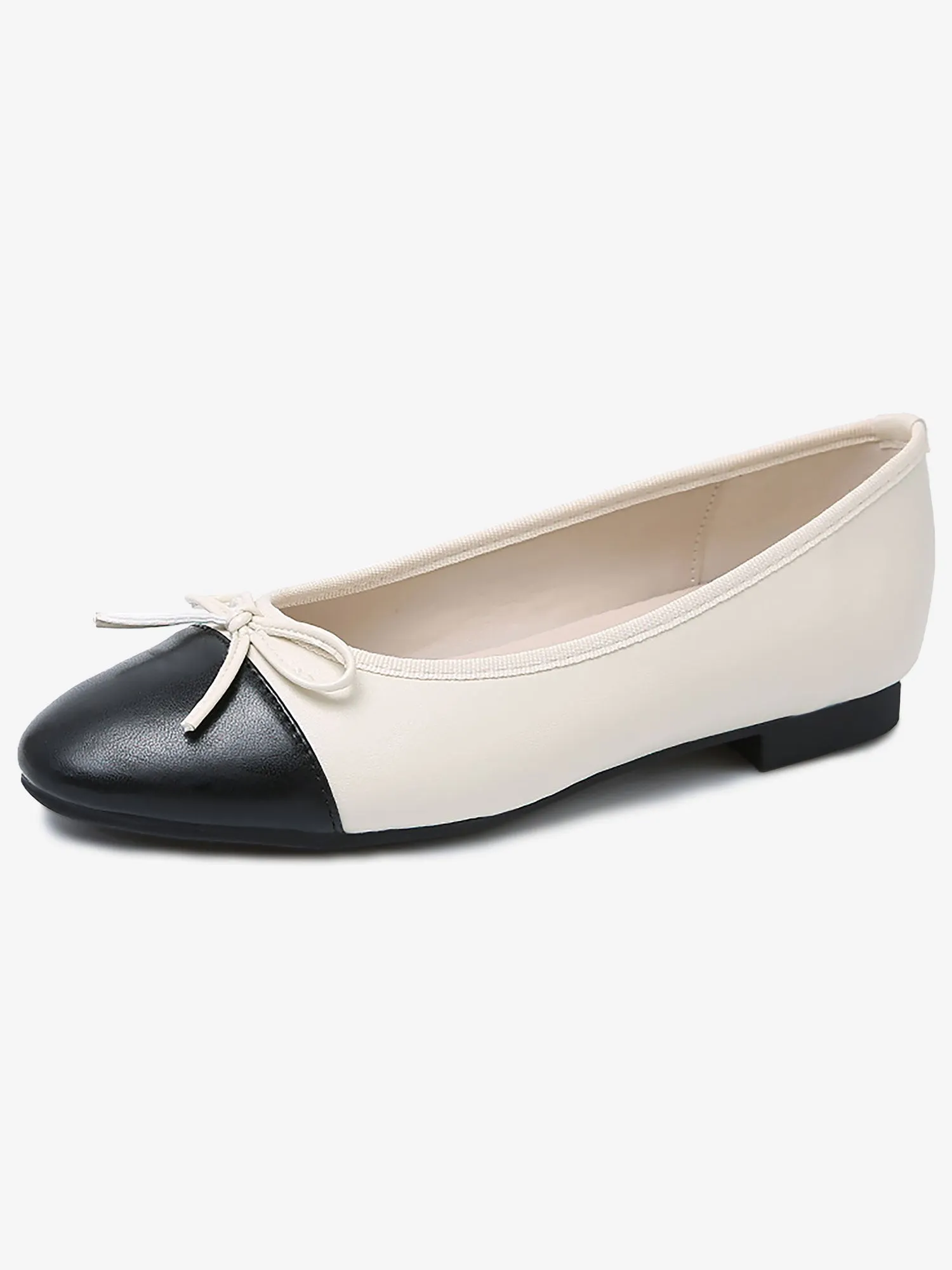 Colorblock Patchwork Bow Ballet Flats