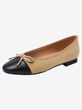 Colorblock Patchwork Bow Ballet Flats