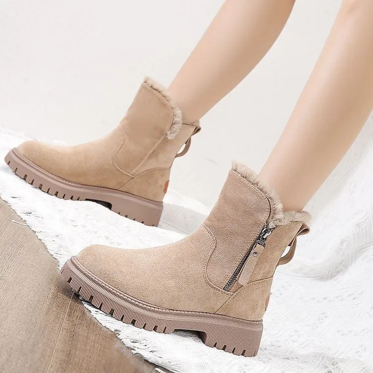 elveswallet Side-zip fleece ankle snow boots