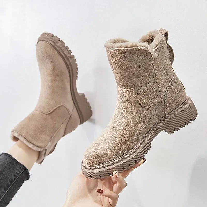 elveswallet Side-zip fleece ankle snow boots