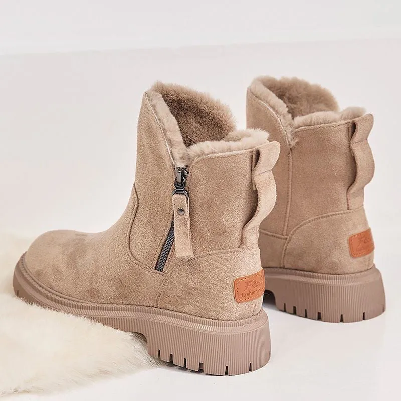 elveswallet Side-zip fleece ankle snow boots