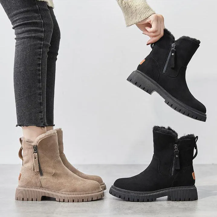 elveswallet Side-zip fleece ankle snow boots