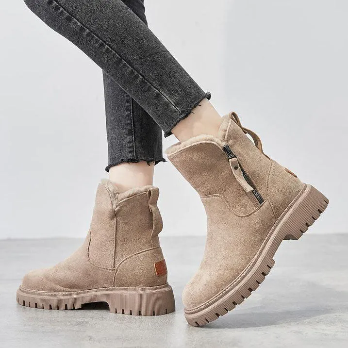 elveswallet Side-zip fleece ankle snow boots