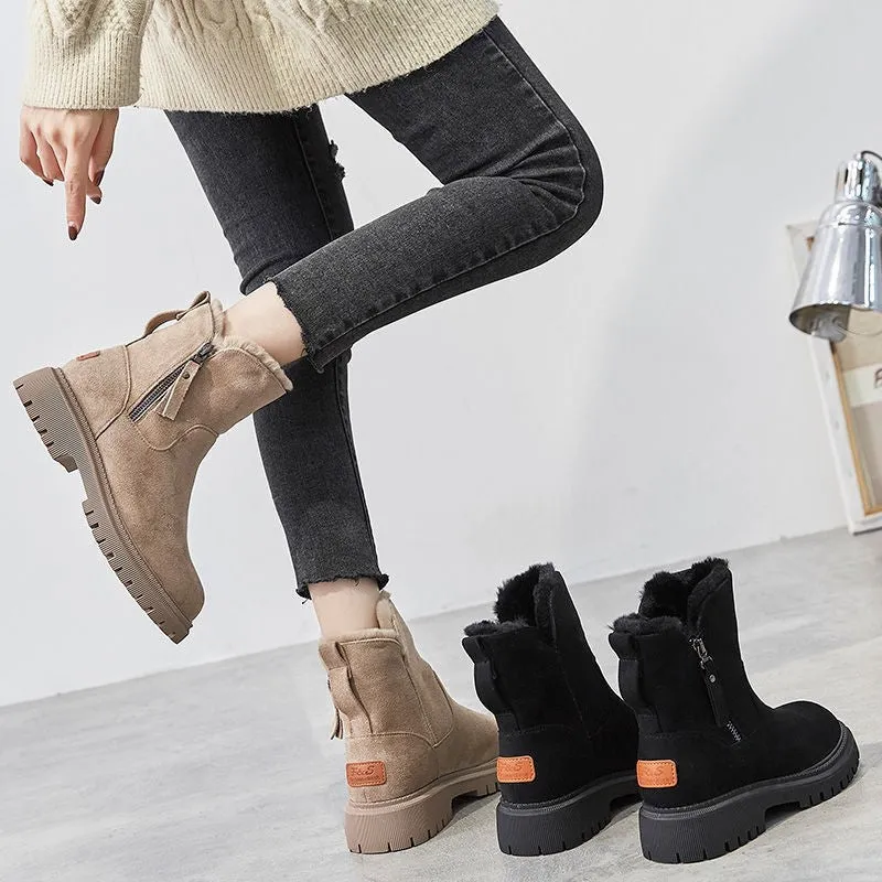 elveswallet Side-zip fleece ankle snow boots