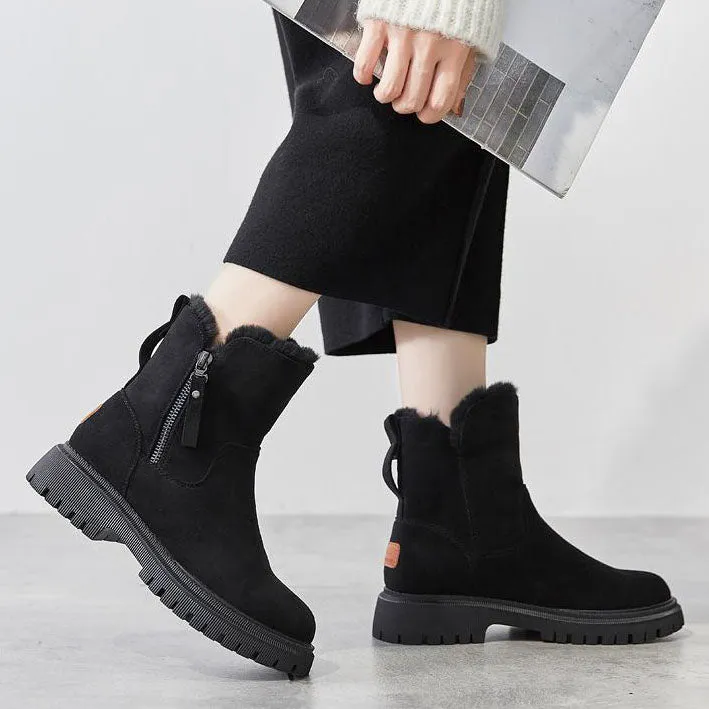 elveswallet Side-zip fleece ankle snow boots