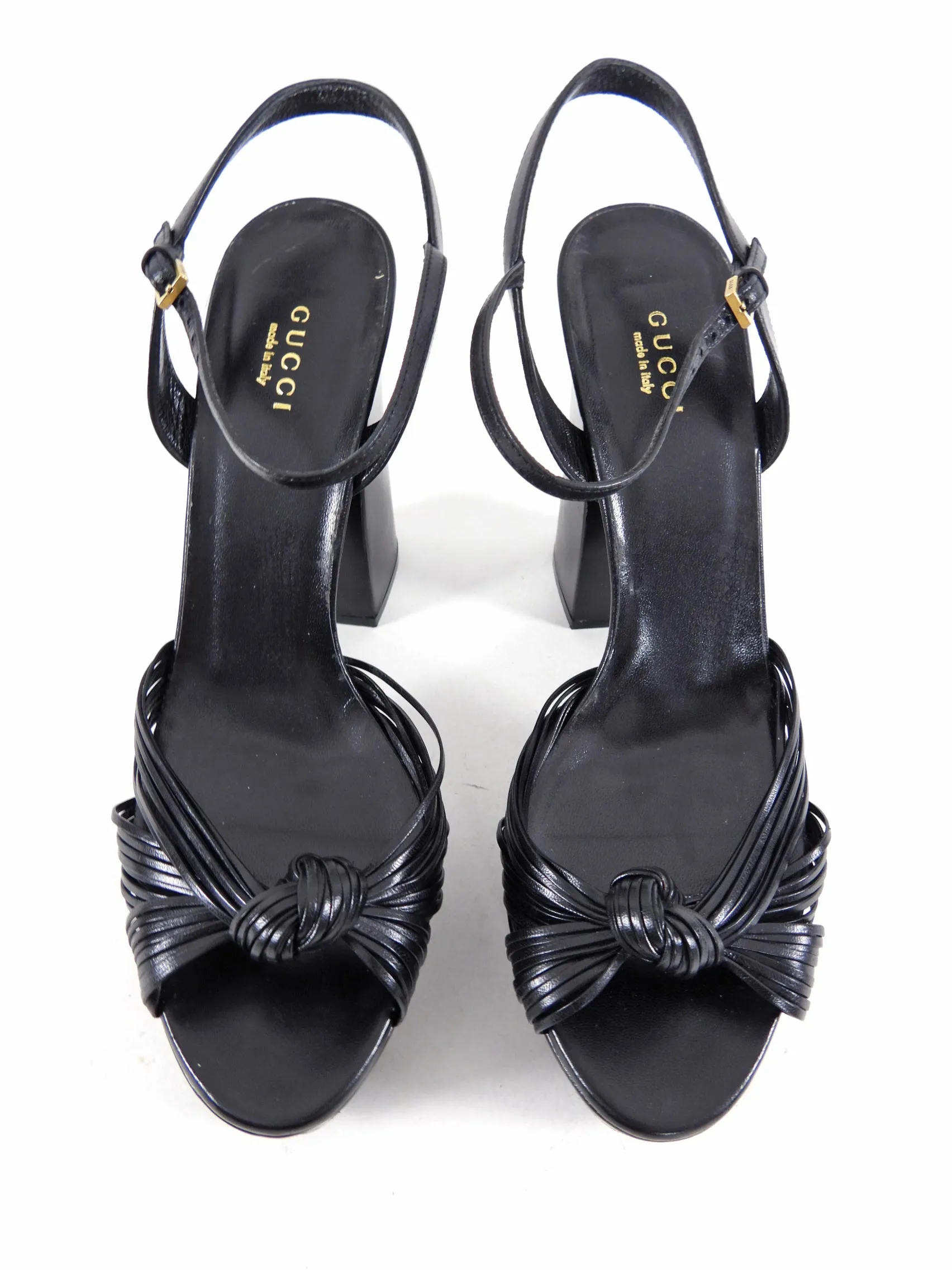 Gucci Black Leather Platform Heels - 39