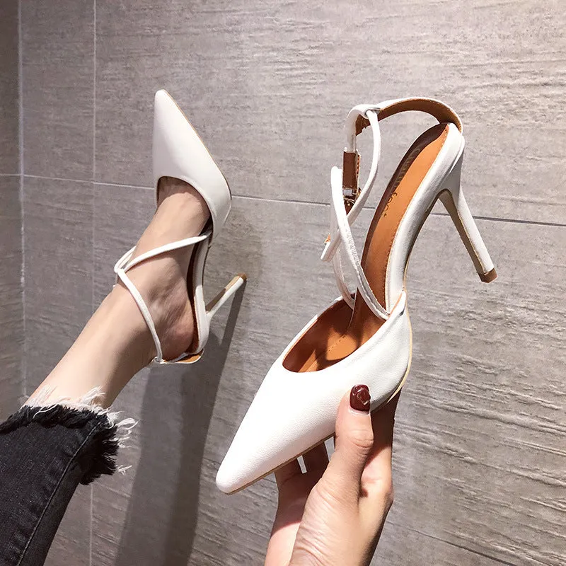 High-heeled Buckle Thin Heel Cross Strap Shoes