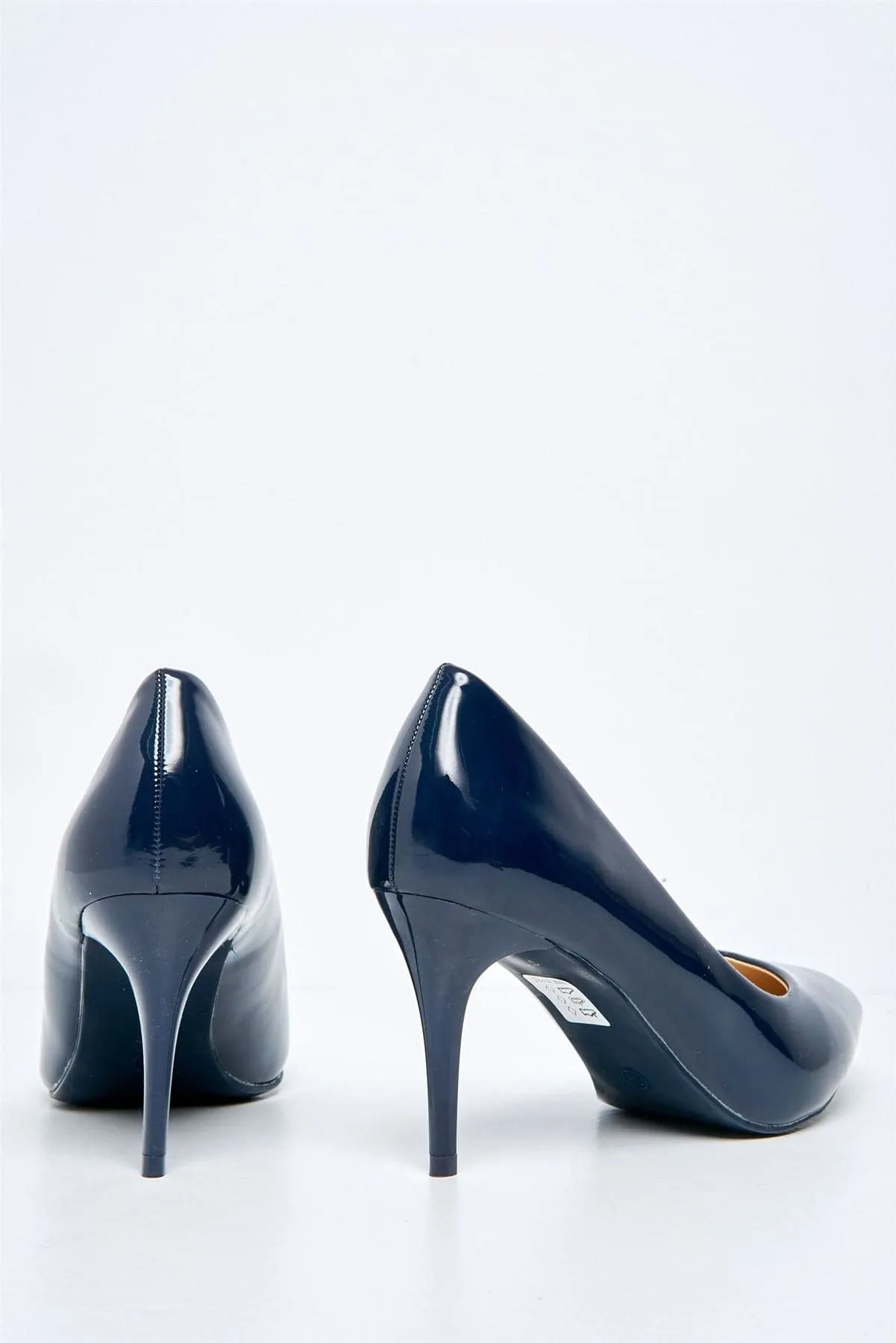 Ingrid Pointed Toe Court Heels in Navy Patent