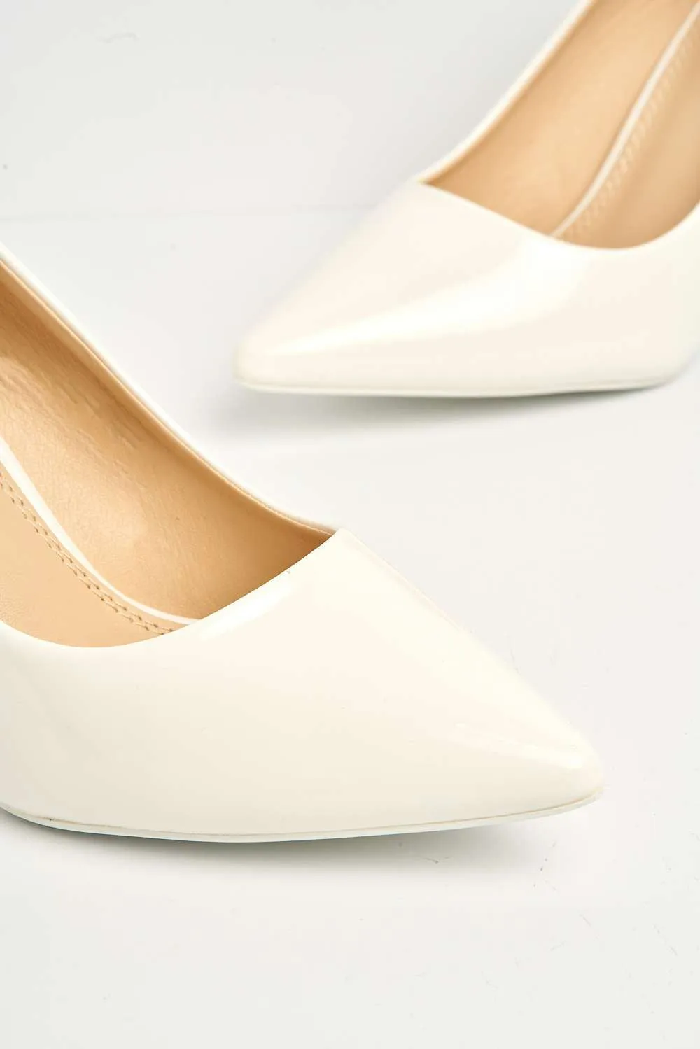 Ingrid Pointed Toe Court Heels in White Patent