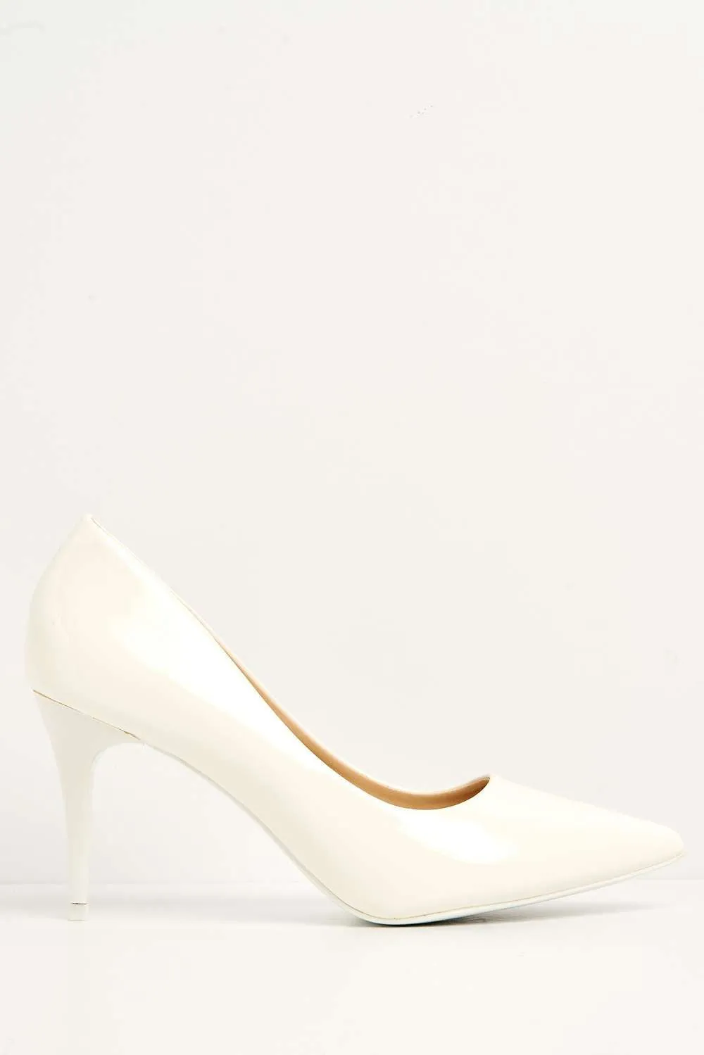 Ingrid Pointed Toe Court Heels in White Patent