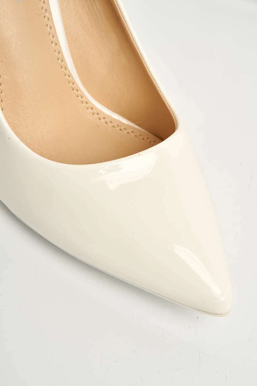 Ingrid Pointed Toe Court Heels in White Patent