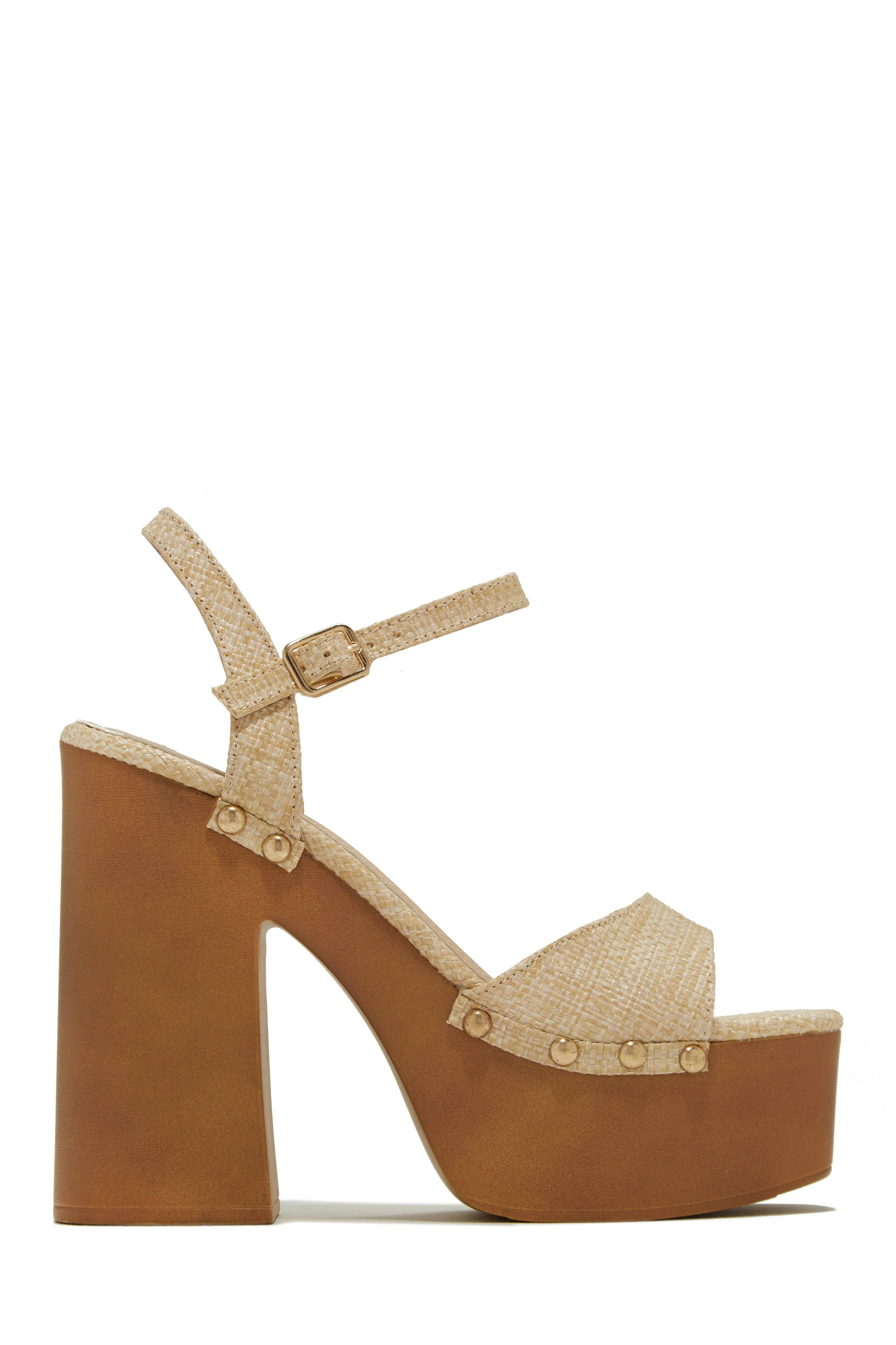 Kammy Platform Block High Heels - Gold