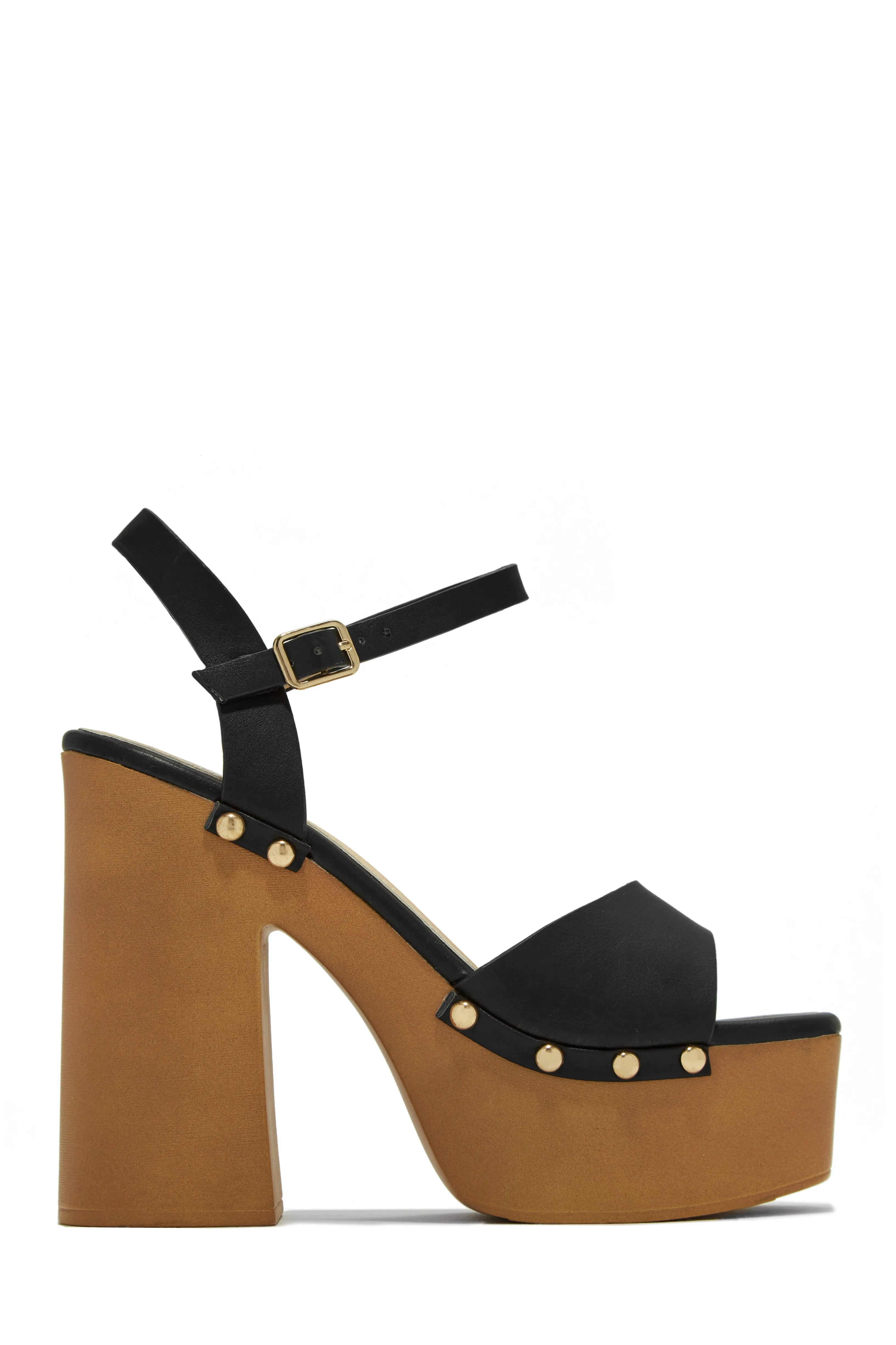 Kammy Platform Block High Heels - Gold