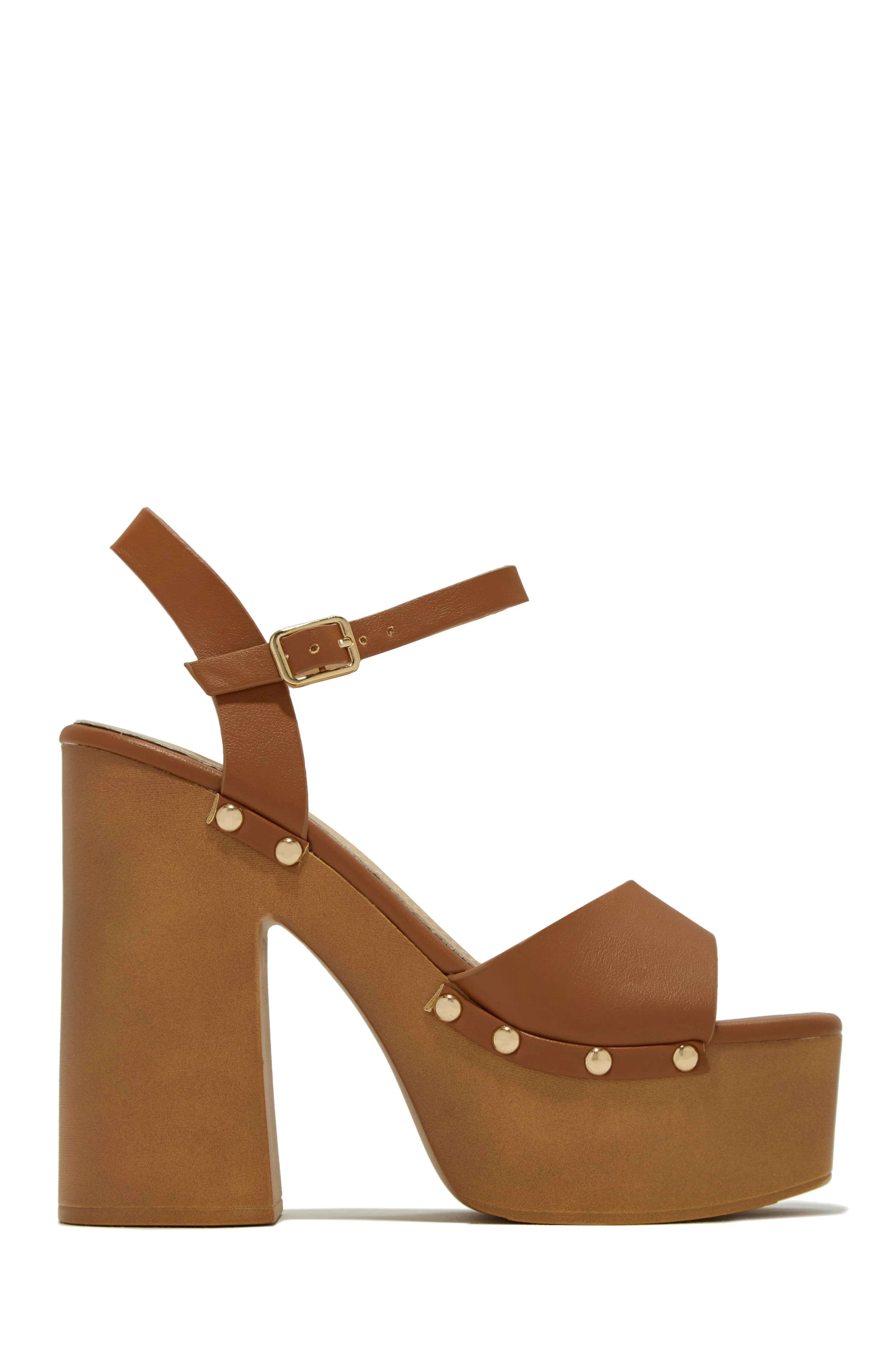 Kammy Platform Block High Heels - Gold