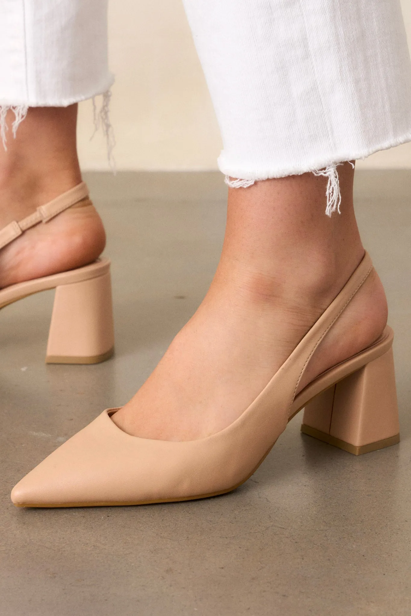 Lost Your Chance Beige Pointed-Toe Slingback Heels