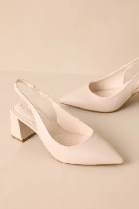 Lost Your Chance Ivory Pointed-Toe Slingback Heels