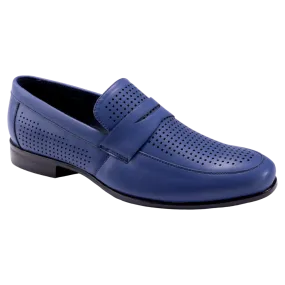 Montique Blue Men's Penny Strap Loafer Slip-On Dress Shoe