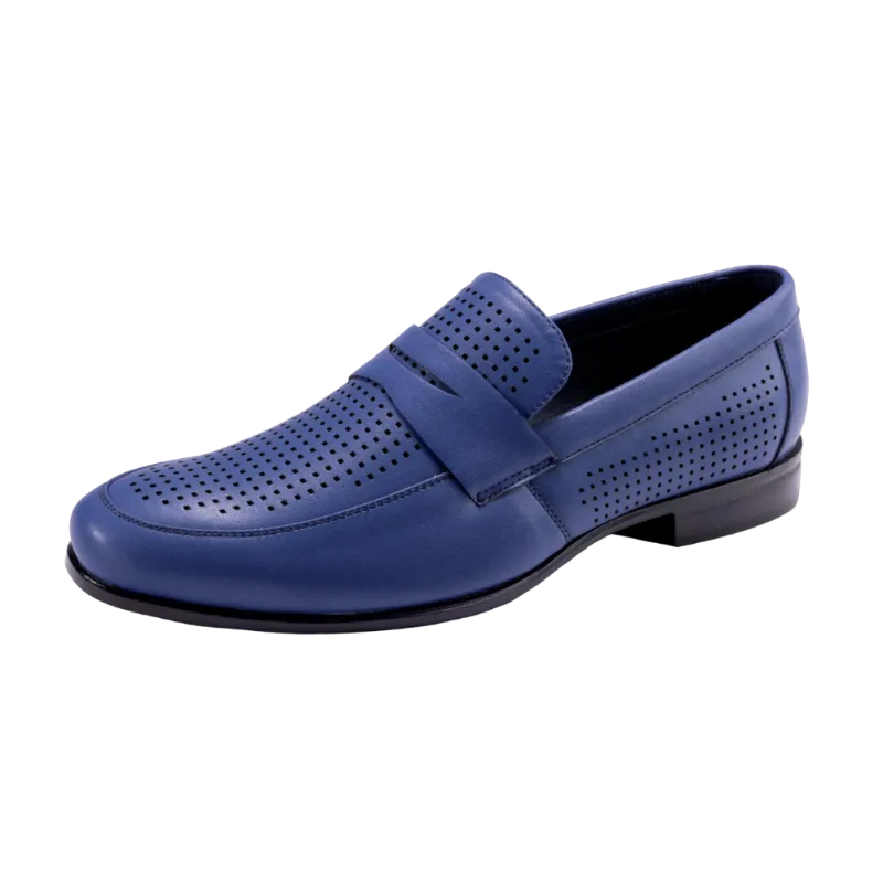 Montique Blue Men's Penny Strap Loafer Slip-On Dress Shoe