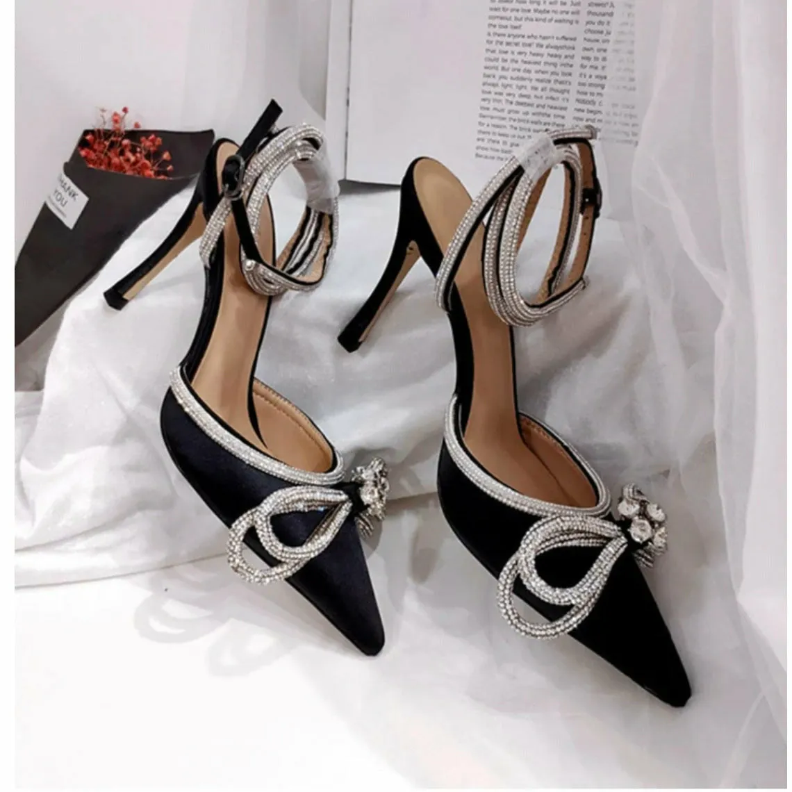 pointed toe buckle strap high heel