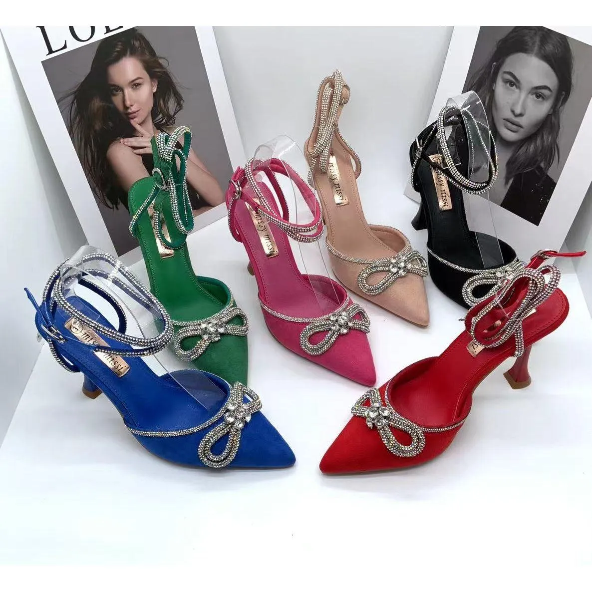 pointed toe buckle strap high heel