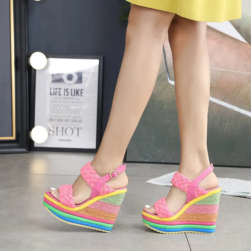 Rainbow Platform Heels