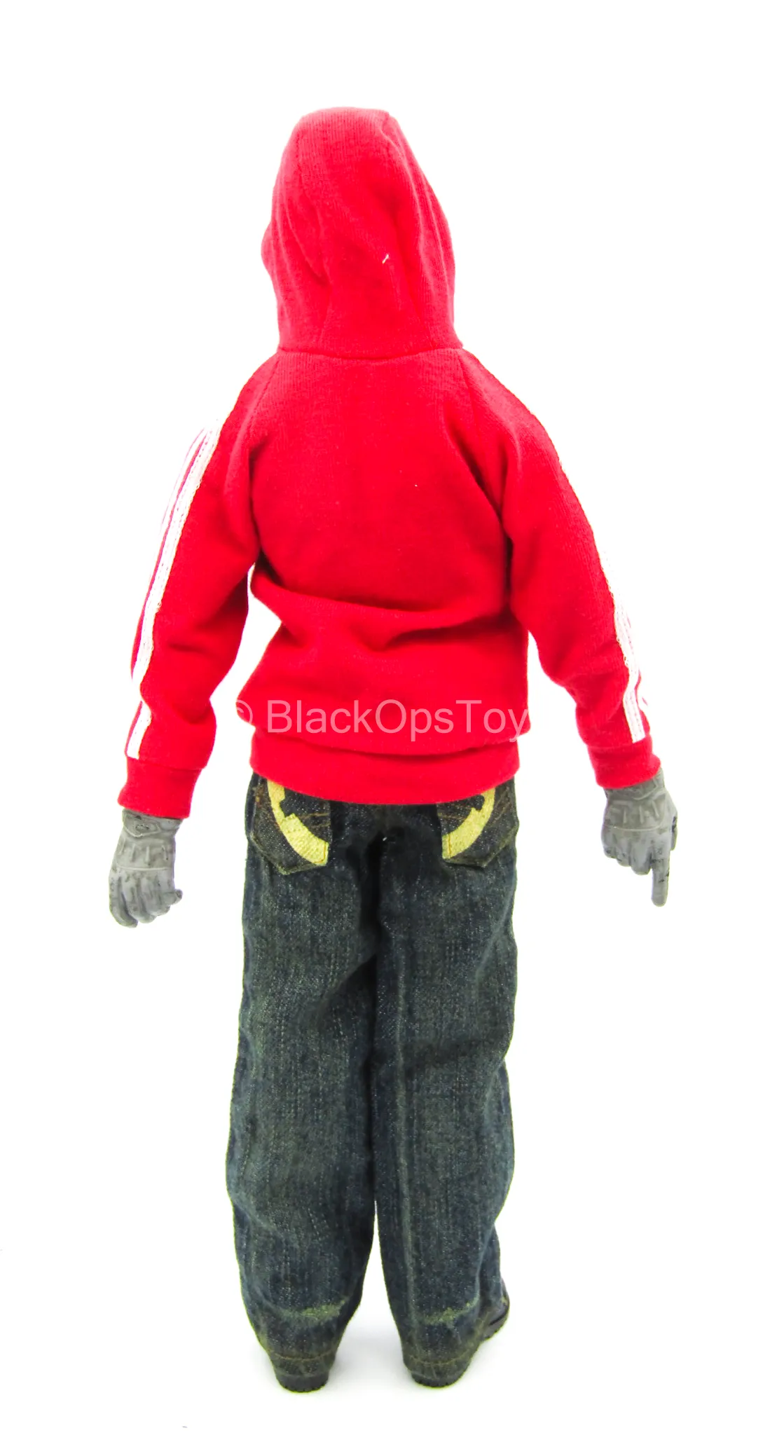 Red Hooded Jacket w/Denim Like Jeans, Face Mask & Boots