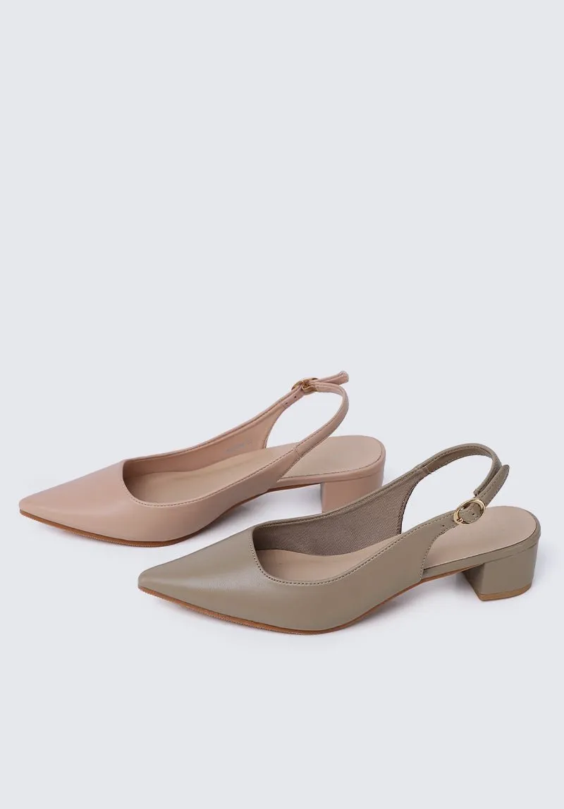 Valerie Comfy Heels In Taupe